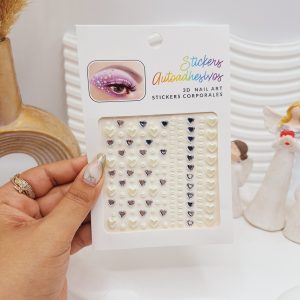 نگین و مراورید چسبی (طرح قلب) مناسب صورت و بدن و ناخن همه کاره HD239